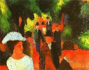 August Macke Promenade with Half Length of Girl in White oil on canvas